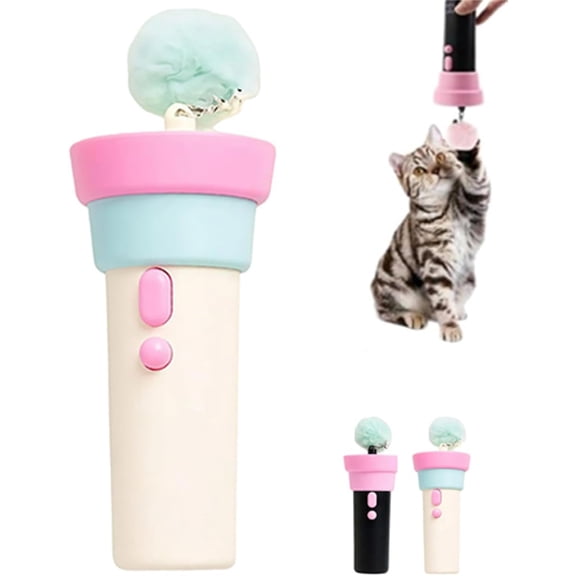 Automatic Cat Teaser Launcher, Telescopic Rope Interactive Cat Wand, Cat Teaser Game Interactive Cats, Indoor Boredom Relief Cat Interactive, Entertainment Pet Play Supplies (White)