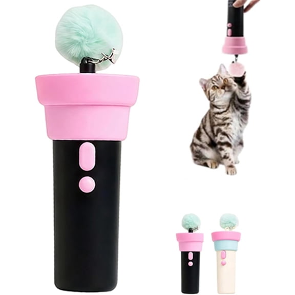 Automatic Cat Teaser Launcher, Telescopic Rope Interactive Cat Wand, Cat Teaser Game Interactive Cats, Indoor Boredom Relief Cat Interactive, Entertainment Pet Play Supplies (Black)
