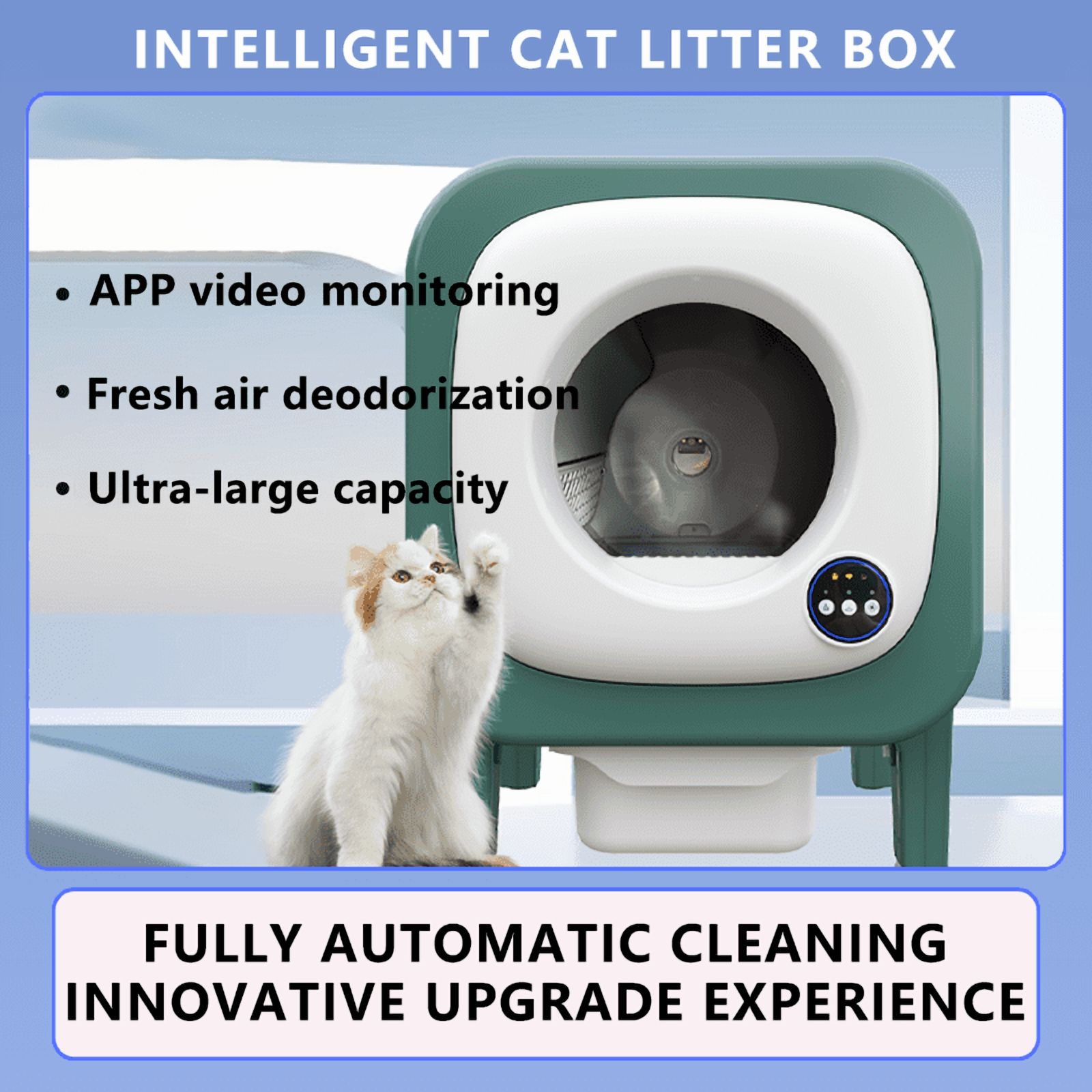 Automatic Cat Toilet with Large Capacity, Multi-Cat Recognition and App Control