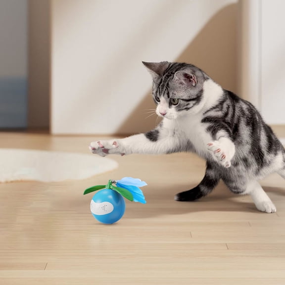 Automatic Cat Toy Ball, Laser and Feather Interactive Puzzle, Motion-Activated Play Modes, USB Rechargeable, Safe ABS