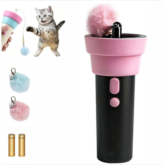 Automatic Cat Toy, Electric Cat Teaser Launcher with Telescopic Rope & Plush Ball for Indoor Cats, Exercise, Hunting and Interactive Play