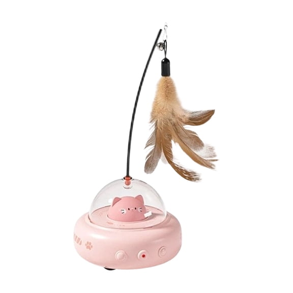 Automatic Cat Toy for Self-Entertainment, Electric Induction Feather Teaser with Rechargeable Design, Pink for Indoor Cats, Interactive Play, Boredom Relief - Includes 1 Cat Toy, 1 Charging Cable