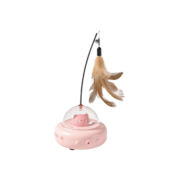 Automatic Cat Toy for Self-Entertainment, Electric Induction Feather Teaser with Rechargeable Design, Pink for Indoor Cats, Interactive Play, Boredom Relief - Includes 1 Cat Toy, 1 Charging Cable