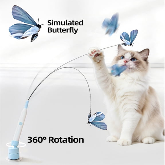Automatic Cat Toy with Suction Cup,Interactive Electric Cat Wand,Rechargeable Dual-Function Teaser for Indoor Cats,Play and Exercise Stimulation,Hands-Free or Handheld Cat逗棒 Pet Training Device