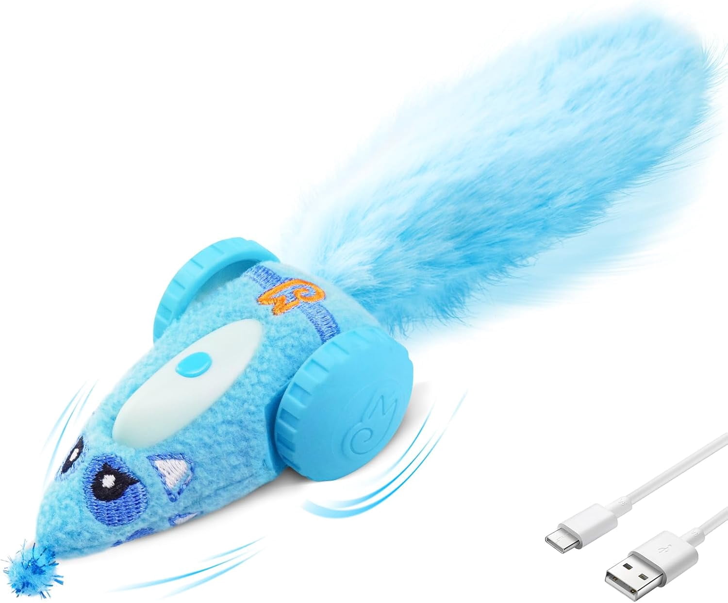 Automatic Cat Toys, Plush Cat Mouse Toy, Interactive Toy for Indoor Cats, Smart Moving Kitten Toy, Rechargeable (Blue)