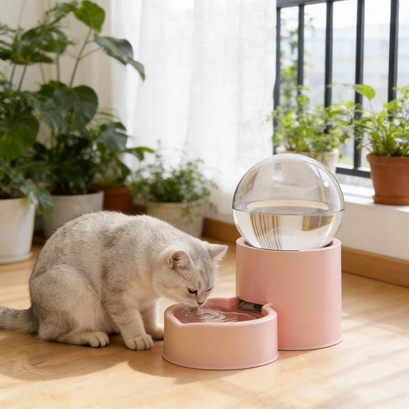 Automatic Cat Water Dispenser – Gravity-Fed Pet Water Bowl, No-Power Auto Refill Waterer for Cats & Small Puppies, Anti-Overflow & Food-Safe Design