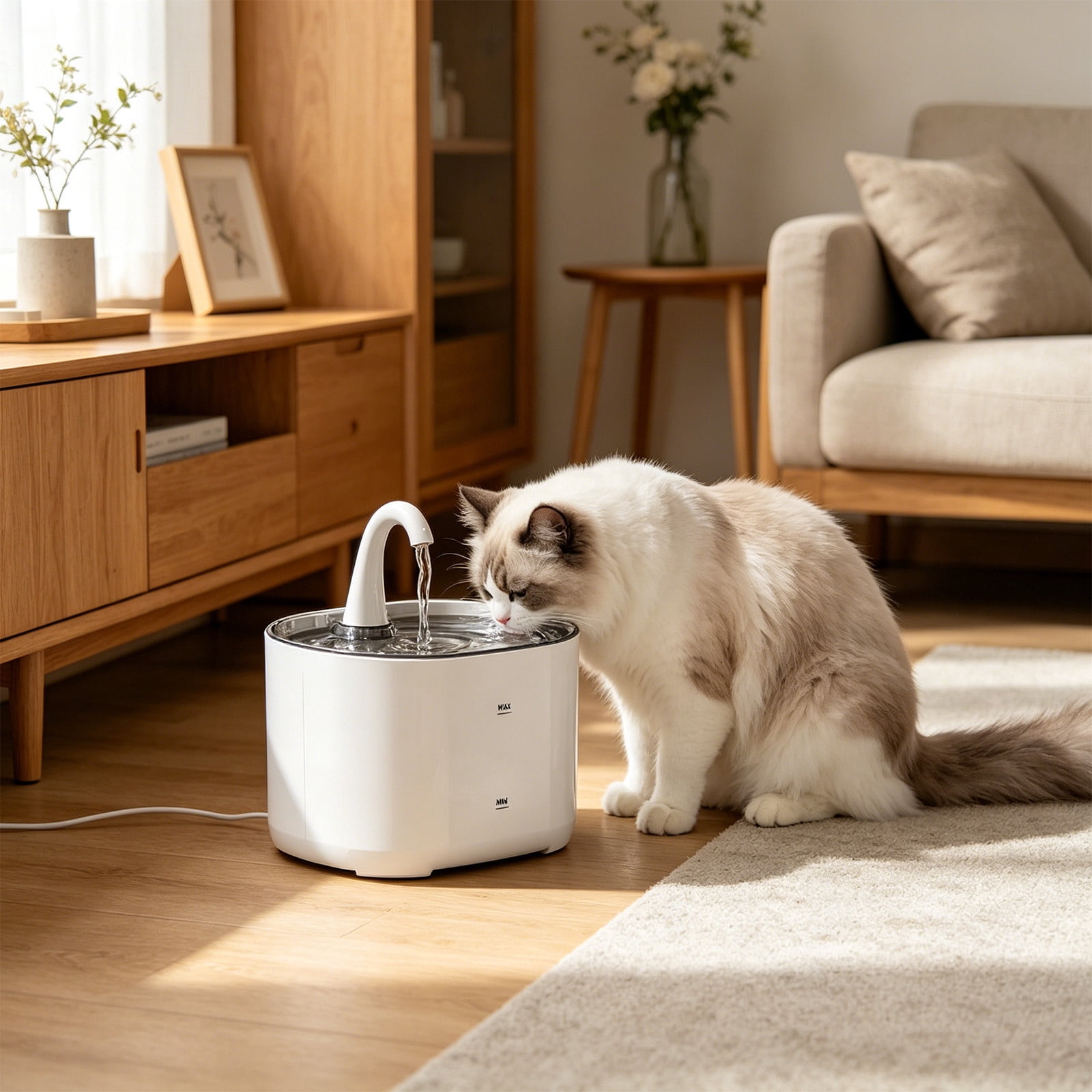 Automatic Cat Water Fountain 2.2L Pet Water Dispenser with Circulating Filter Quiet Pump for Cats Dogs Indoor Drinking