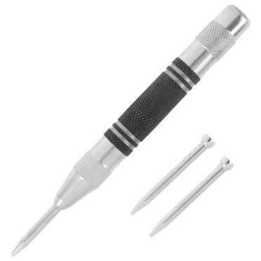 Automatic Center Punch 5 Inch Spring Loaded Center Drill Hole Punch Adjustable Nonslip Positioning Punch Hand Tool Car Window Puncher Breaker Tool for Metal Wood Glass