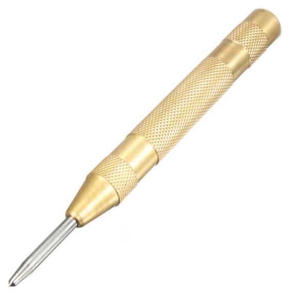 Automatic Center Punch Heavy Duty Spring Loaded Marking Tool for Drilling Metal Wood No Hammer Needed Precise Center Punch Pen, 1Pcs (Yellow)