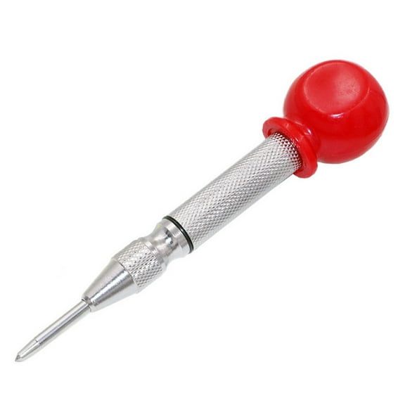 Automatic Center Punch for Metal,Spring Loaded Center Punch Tool,Metal Punch Tool Center Punch Spring Loaded Window Punch Tool,Heavy-Duty Automatic Marker Tool for Metal, Wood, Glass,Silver