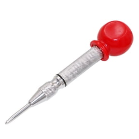 Automatic Center Punch Tool Spring Loaded Metal Marking Tool with Adjustable Force, HSS Steel, Handheld Center Punch for Wood, Metal, Glass, DIY Drilling, Workshop Positioning Tool, Silver