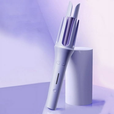 Automatic Ceramic Curling Iron,Anti-Tangle Auto Rotating Curling Wand with 4 Temperature Settings,Fast Heating Rotating Negative Ion Curling Iron,30 Minutes Auto Shut Off Hair Curler (Purple)