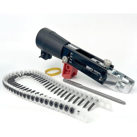 Automatic Chain Nail Gun Adapter for Electric Drill, 48MM Drywall Screw Gun Attachment with Auto Feed, 50PCS Chain Nails & Bit for Fast Drywall, Woodwork, Partition Board Installation
