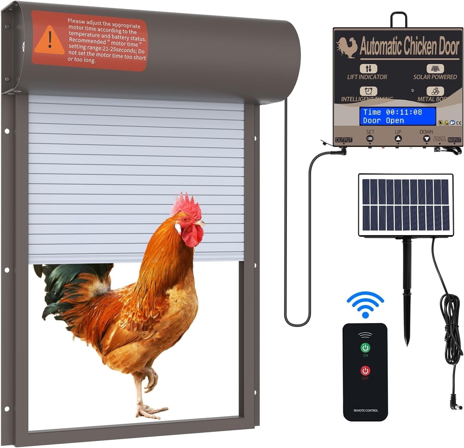 Automatic Chicken Coop Door, Aluminum Weatherproof Coops Door Opener with Timer, Auto Chicken Doors