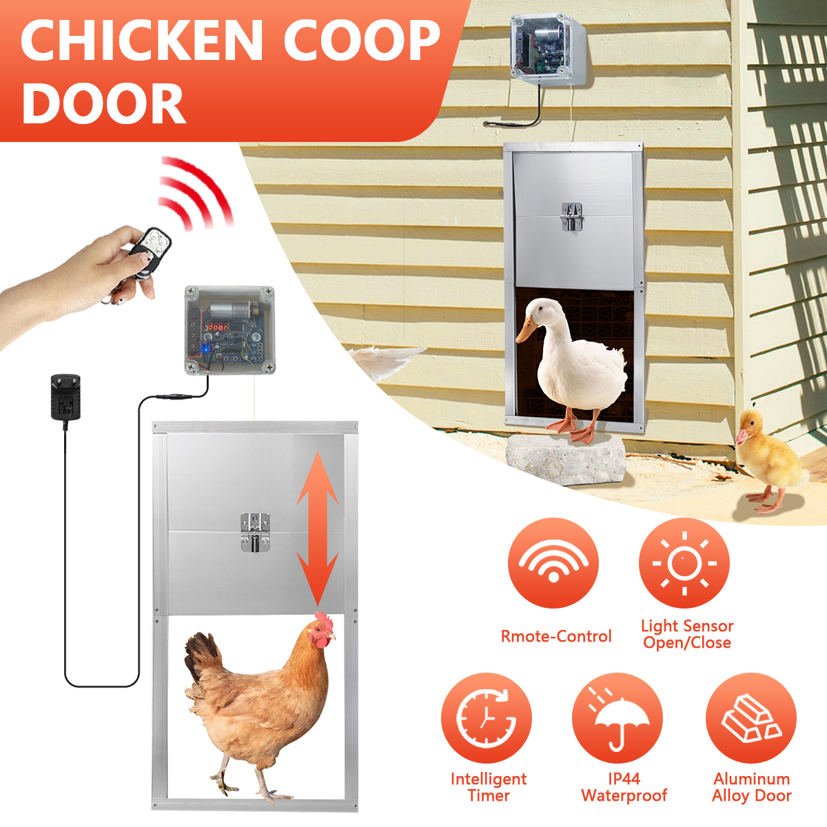 Automatic Chicken Coop Door,Auto Chicken Coop Door with Timer, Light
