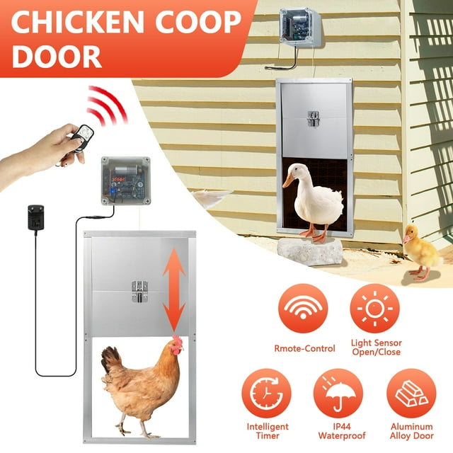 Automatic Chicken Coop Door,Auto Chicken Coop Door with Timer, Light