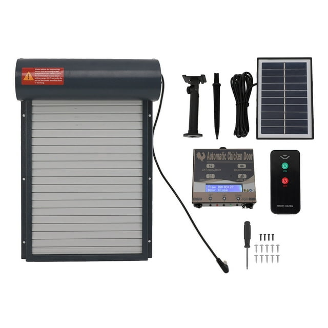 Automatic Chicken Coop Door Solar Powered Opener with Timer Light