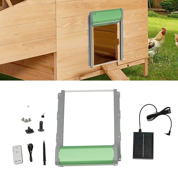 Automatic Chicken Coop Door Solar Powered w/Light Sensor Remote Control Timer for Households, Farms