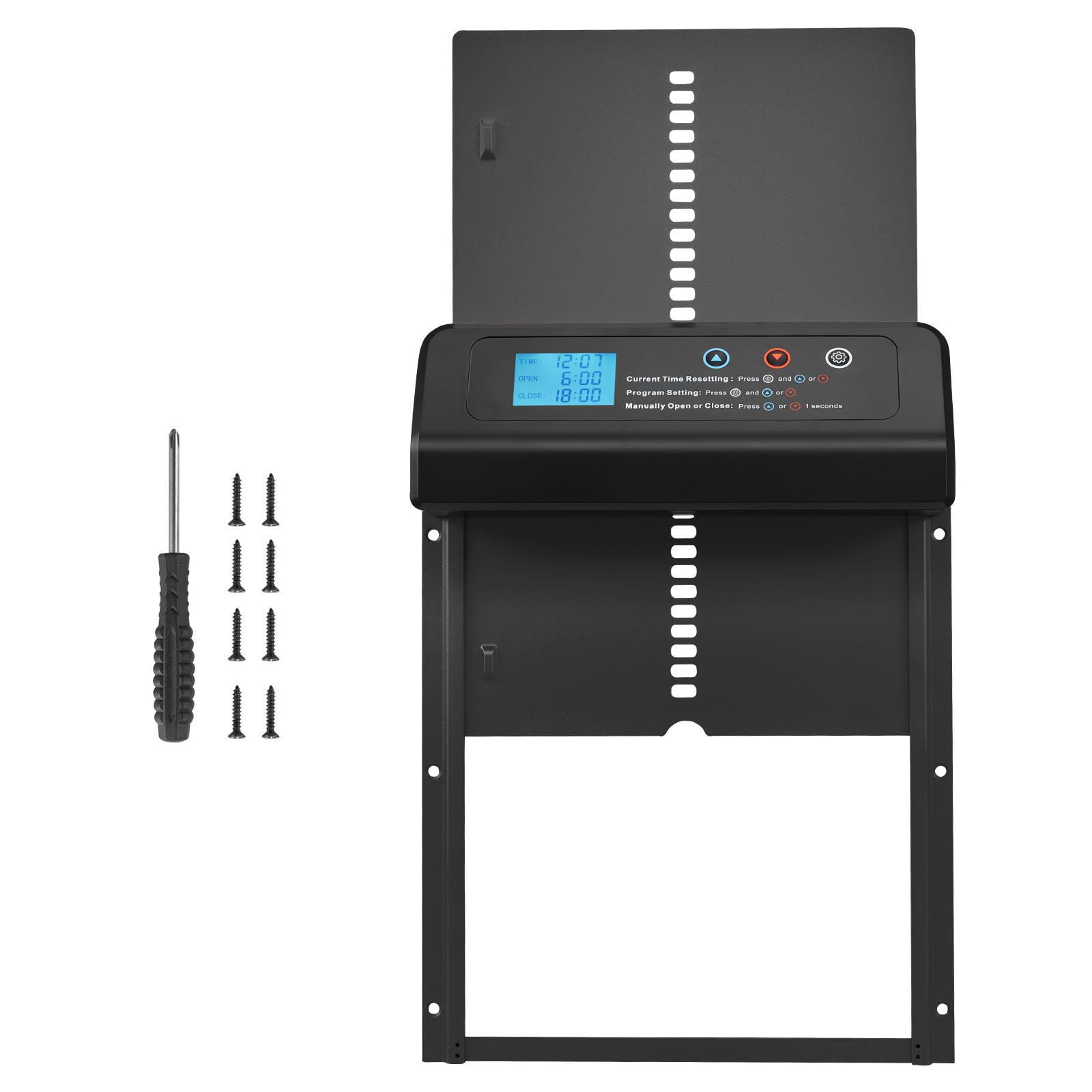 Automatic Chicken Coop Door, Timer and Manual Modes, Anti-Pinch Protection, Aluminum Alloy with ABS Housing, AA Battery Powered, Easy Installation for Backyard Coops