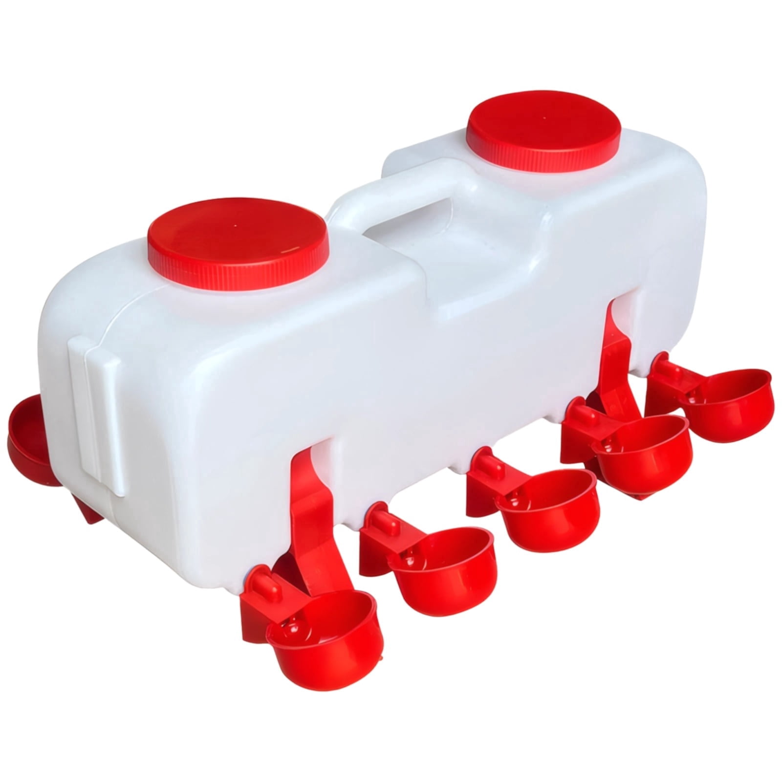 Automatic Chicken Waterer, 20 lbs Poultry Waterer with 10 Standard Water Bowls, Automatic Water Dispenser for Chickens Ducks Geese, 18.1 x 13 x 9.4 in / 46 x 33 x 24 cm, White