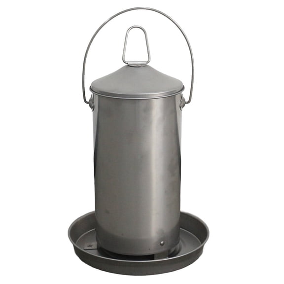 Automatic Chicken Feeder, 4L / 1 Gallon Capacity – 304 Stainless Steel Poultry Feeder with Cone Top – Metal Feed Dispenser for Chickens, Ducks, Hens, and Backyard Flocks