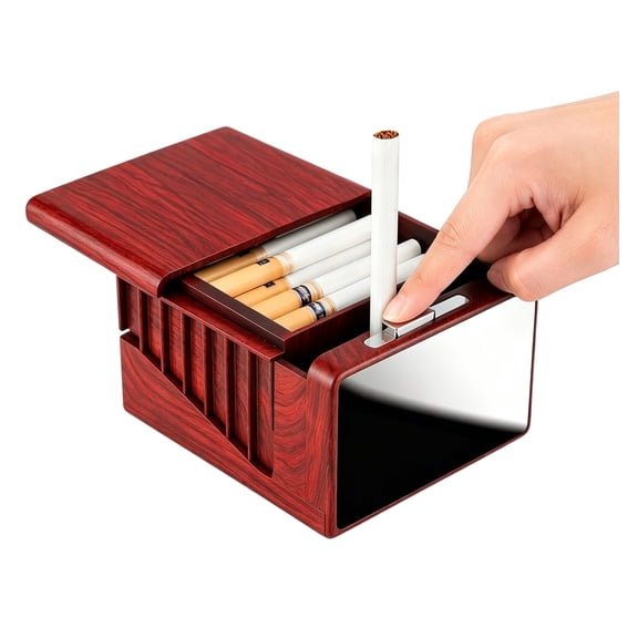 Automatic Cigarette Case Holder for 40 Cigarettes with Lighter Slot, Push Button Pop-Up Cigarette Dispenser Box, Portable Hard Shell Cigarette Storage Organizer for Home Desk Travel