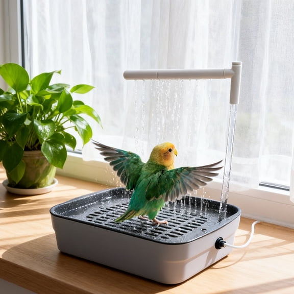 Automatic Circulating Bird Bath Basin, Tabletop Parrot Shower Bathtub for Daily Use, Health Care Bird Bath for Parrots