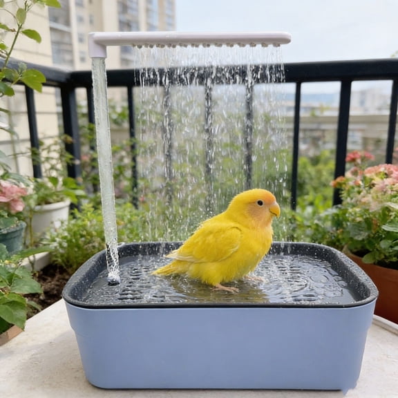Automatic Circulating Water Bird Bathing Basin Electric Shower Room for Parrots Cockatiels and Small Birds for Healthy Hygiene, 12x9 Inch