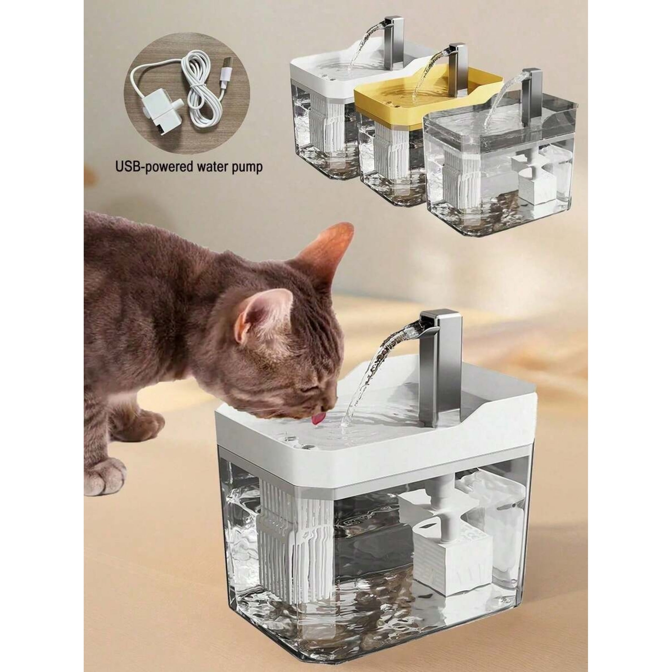 Automatic Circulation Pet Water Dispenser, Super Quiet USB Powered Cat ...