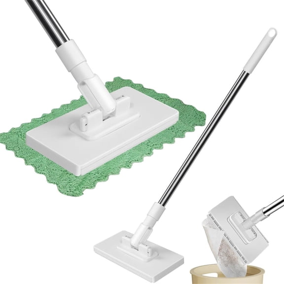 Automatic Clamping Flat Mop, Pressure System Hands-Free Cloth Change, 360 Swivel Head Microfiber Pads for Hard Floors