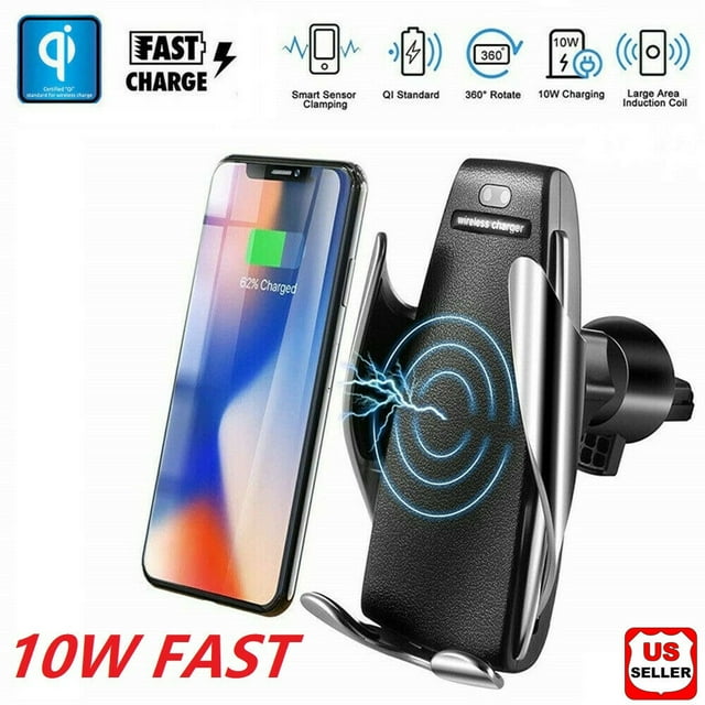 Automatic Clamping Wireless Car Charger Fast Charging Mount For iPhone Samsung