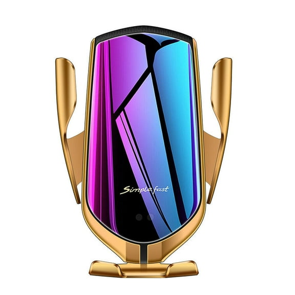 Automatic Clamping Wireless Qi Charging Car Charger Mount Air Vent Phone Holder(Gold)
