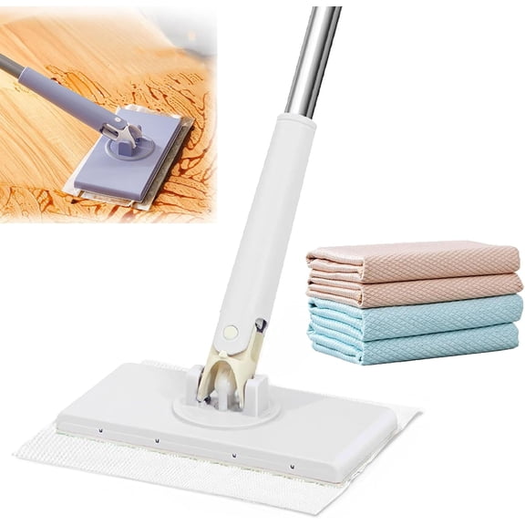 Automatic Cloth Changing Mini Mop, Hands-Free 360° Rotating Flat Mop for Floor, Wall & Mirror Cleaning