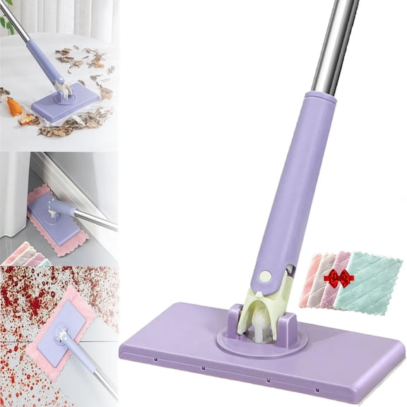 Automatic Cloth Changing Mini Mop, Mini Mop Portable Self-Squeeze Small Mop, Self Squeezing Mini Mop, Compatible with Towels or Disposable Wipes, 360°Rotating Head, Dust Mop for Floor, Mirror, Wall