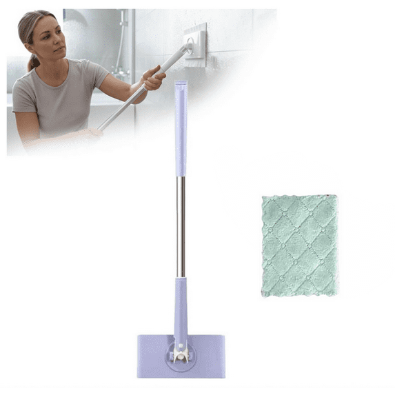 Automatic Cloth Changing Mini Mop, No-Touch Dirty Cleaning Flat Dust Mop, One-Touch Cloths Changing Mops, Cloth Clamp Mops - (70cm/29.53")&(1Pc Cloth)