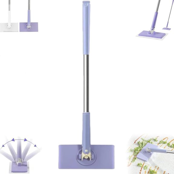 Automatic Cloth Changing Mini Mop, No-Wash Mop, Uses Disposable Face Towel with One-Button Clamping, Hands Replacement Dust Mop with Innovative Microfiber Pads, for Home Bathroom(45.28in)