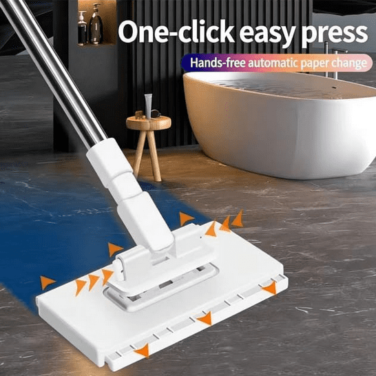 Automatic Cloth Changing Mini Mop,Snap Grip Mini Mop with 0 Cleaning Cloth,360°Rotating Head Push-Pull Handle Design,Zero Touch Minimop for Bathroom,Kitchen