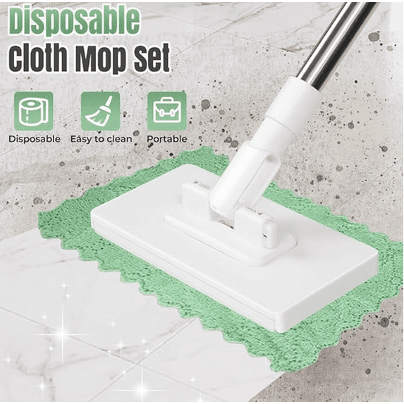 Automatic Cloth Changing Mini Mop,Snap Grip Mini Mop with 3 Cleaning Cloth,360°Rotating Head Push-Pull Handle Design,Zero Touch Minimop for Bathroom,Kitchen