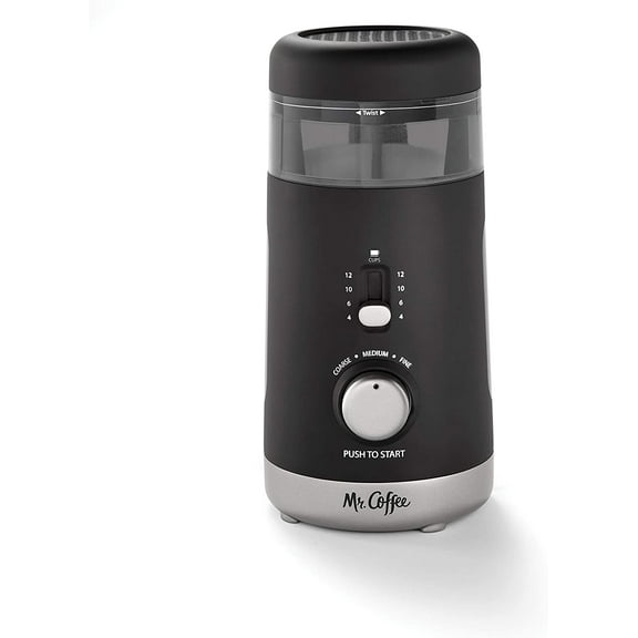 Automatic Coffee Grinder with 5 Presets, 12 Cup Capacity, Black Ideal for Home Use and Espresso Lovers