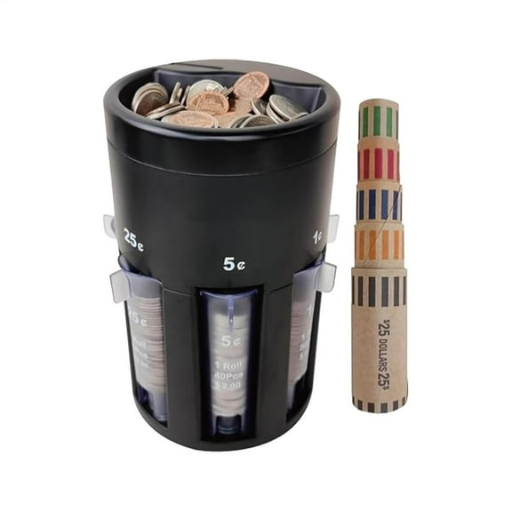 Automatic Coin Sorter With Coin Wrappers, Digital Coin Counter, Coin Organizer Change Counter Machine, Portable Coin Holder Coin Bank Jar Quickly & Accurate