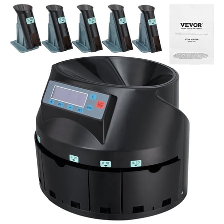Automatic Coin Sorter and Roller - 300 Coins/min, Wrapper, LCD Display for Quick USD Coin Counting