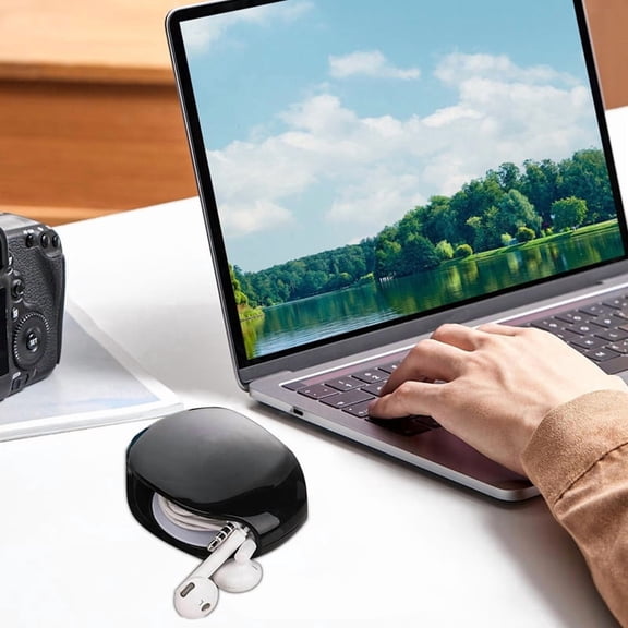 Automatic Cord Reel Travel Cable Management Box,Small Winder Case Horizontal Cord Retractor for Phone Travel Car Reader