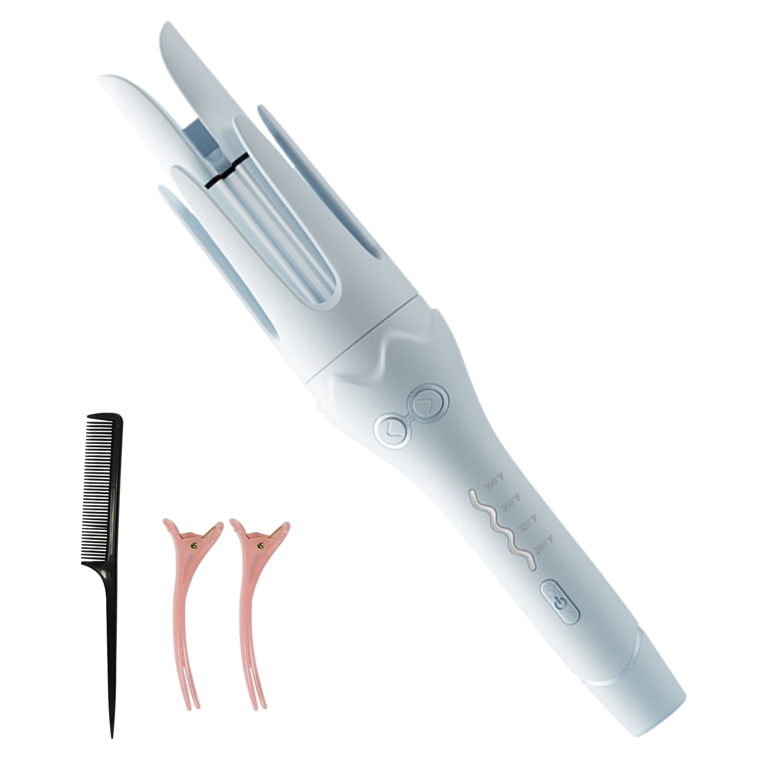 MinHuang Automatic 1.4inch French Beach Waves Hair Curler, Anti-Scald, 4 Temp Settings, Anti-Tangle, Dual Voltage, Blue