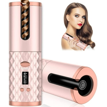 Automatic Curling Iron, Emlimny Cordless Hair Curlers with Adjustable Temps & Timers, Ceramic Barrel Auto Wave Wand, Portable Rotating Curling Wand Hair Styling Tool for Travel