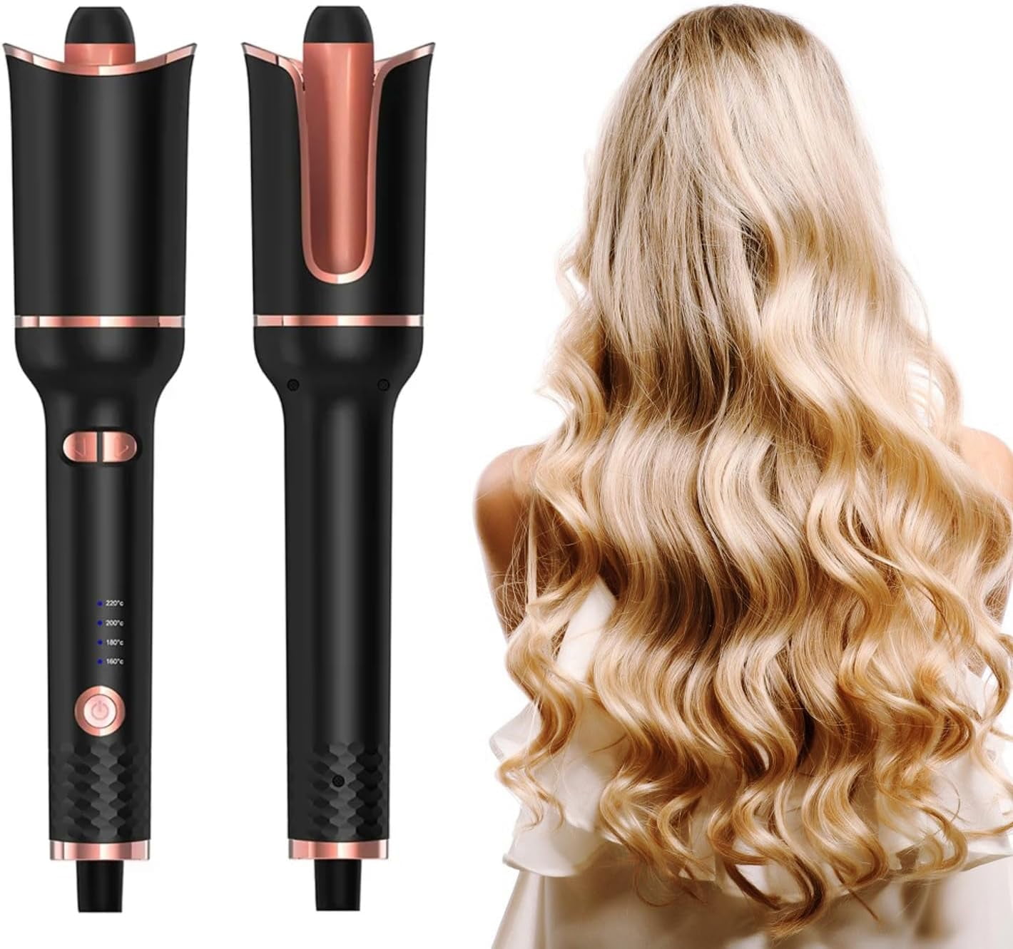 Automatic Curling Iron, Taotique Professional Auto Hair Curler with 4 Temperature, Shut-Off, Anti-Scald, Anti-Tangle Rotating Curling Wand for Hair Styling