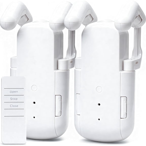 Automatic Curtain Opener 2-Pack, Smart Motorized Curtain Robot 20KG Load, 6-Month Battery Remote Control for Home Office Bedroom
