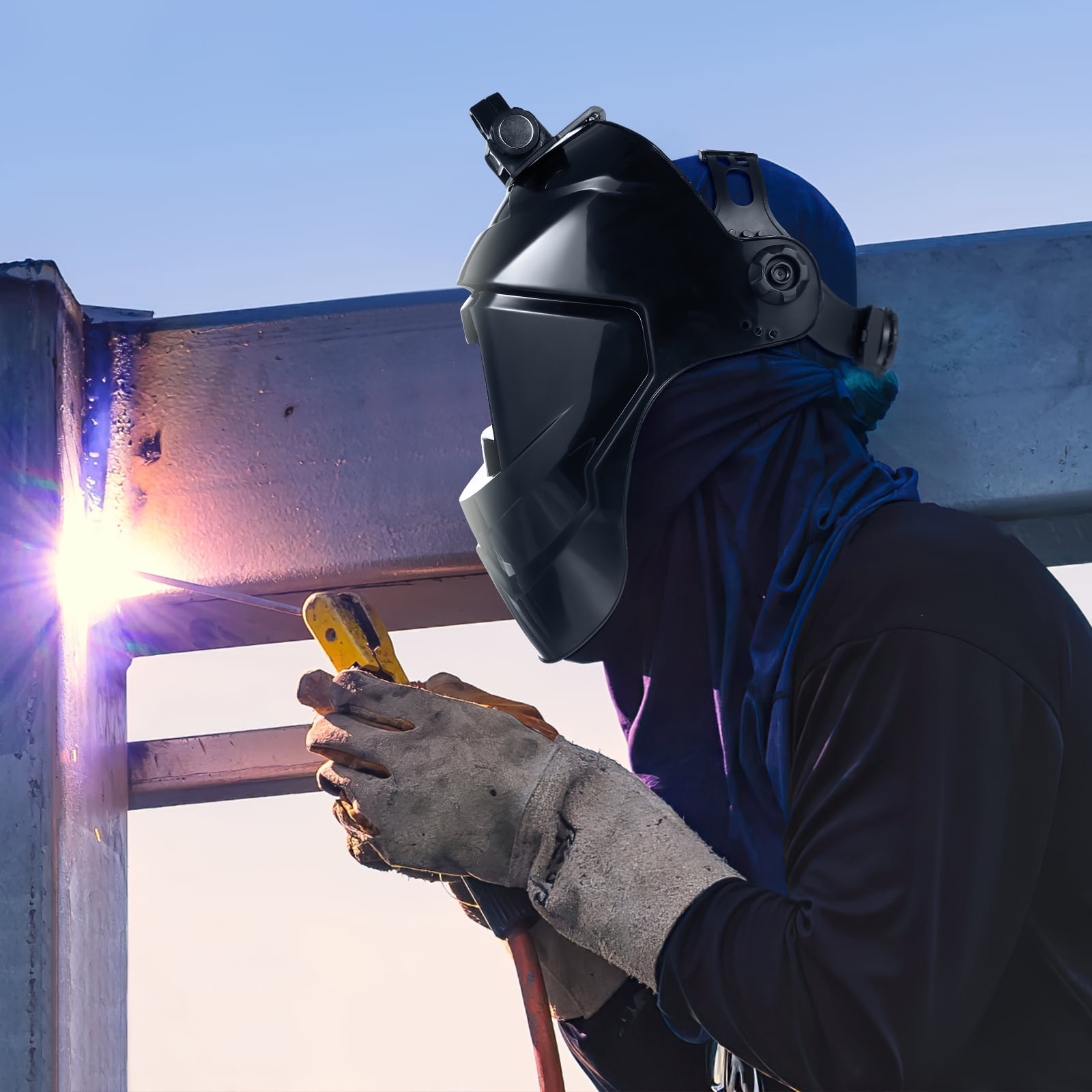 Portable Automatic Darkening Welding with Lens, -Mounted Safety for Professional Welders