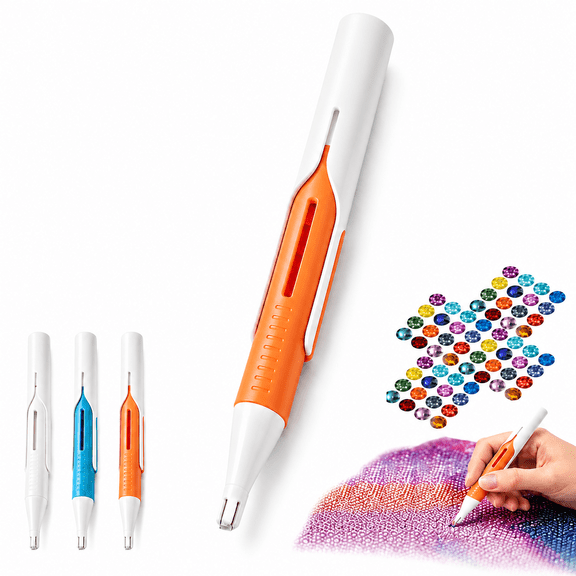 Automatic Diamond Painting Bead Dispenser, No Wax Needed Art Pen, For 2.8mm Round Drills, DIY Craft Tool (Orange)