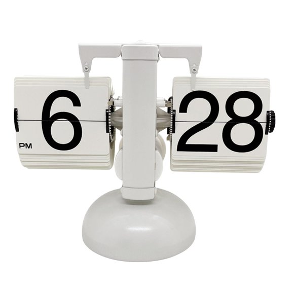 Automatic Digital Clock 24 Hours Table Stainless Steel Single Foot Turn Page for Home Bedroom Living Room