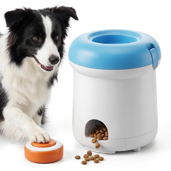 Automatic   Dispenser, Button-Activated Interactive  ,  Puzzle Feeder for Mental , Positive Reinforcement  & Slow Feeding, USB Rechargeable